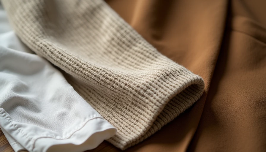 Texture contrast detail showing wool, knit, cotton and linen