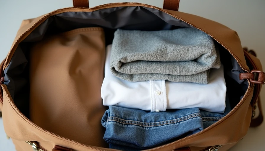 Practical packing of travel capsule pieces in a weekend bag
