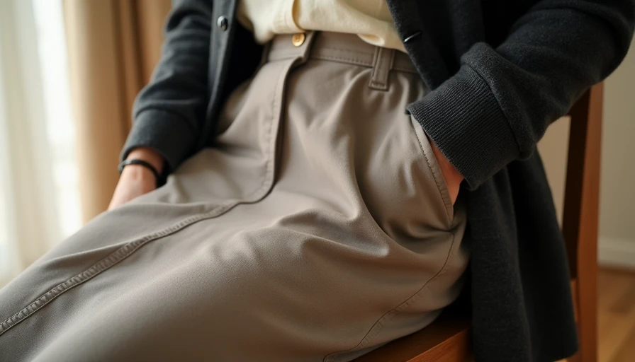 Everyday taupe midi skirt outfit showing effortless layering