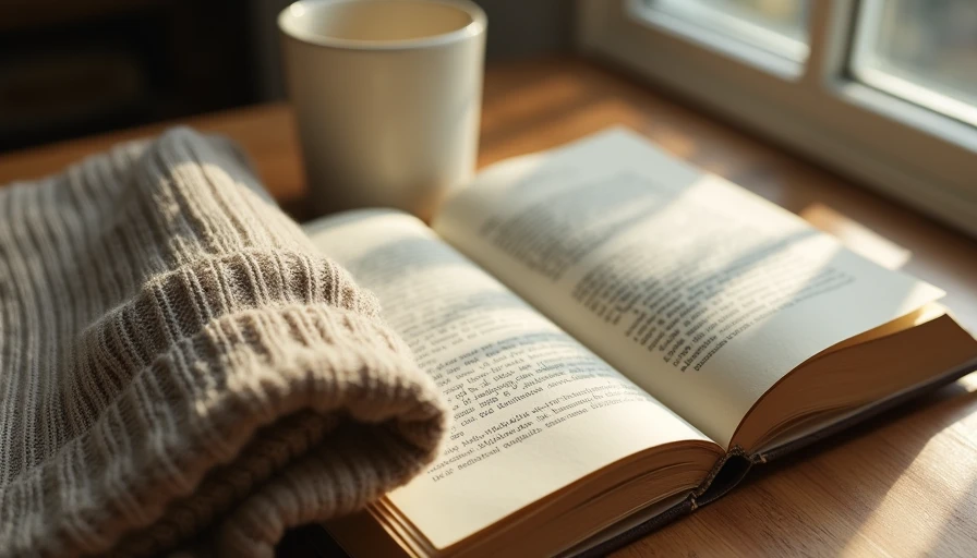 Layered knitwear and linen with books creating Nancy Meyers-inspired mood